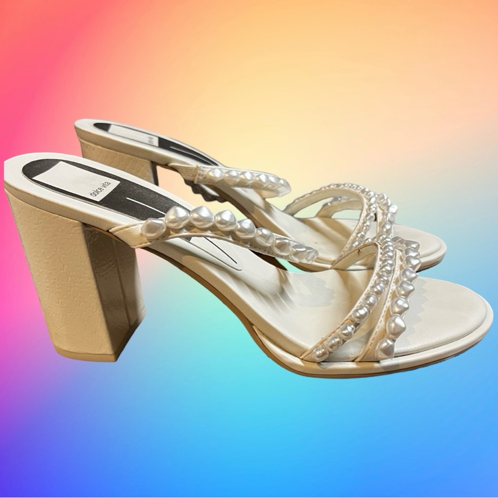 EUC DOLCE VITA BARRIT PEARL HEELS - WOMEN'S 9 - Picture 9 of 13